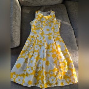 Carmen Marc Valvo Yellow and White Floral Dress